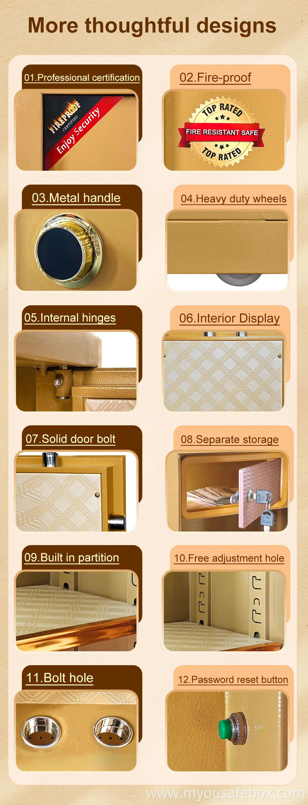 High Security Fire Safe Box Customized Fireproof Safes